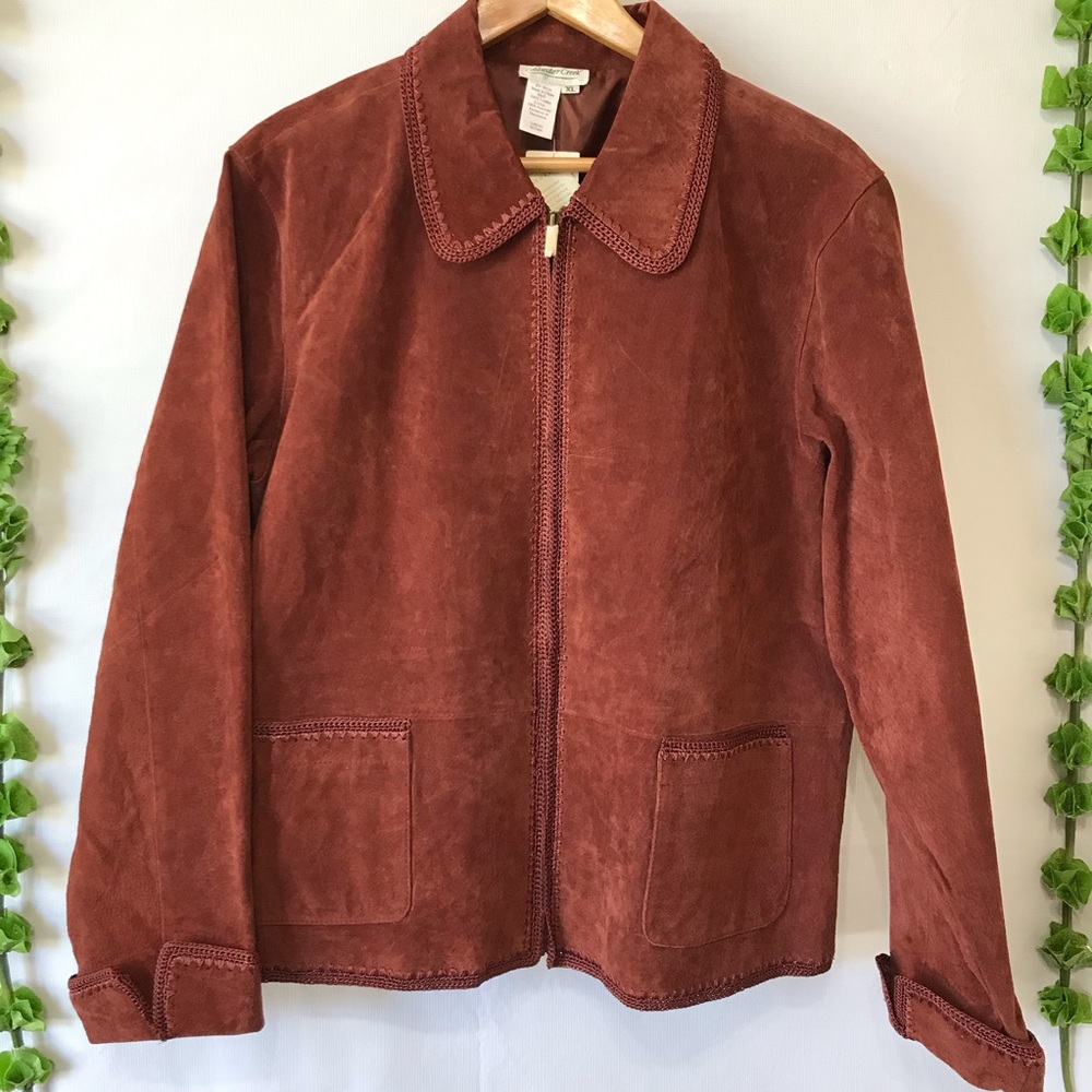 Coldwater Creek Suede Leather Zip Up Jacket New